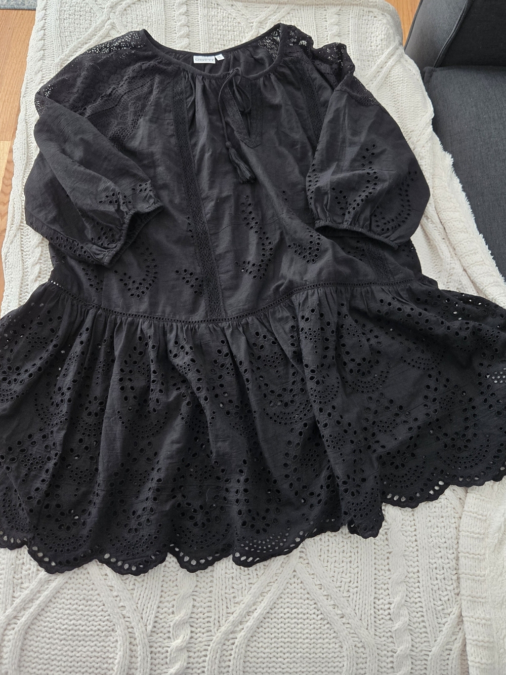 Dotti Black Eyelet Tiered A-Line Dress. 2X